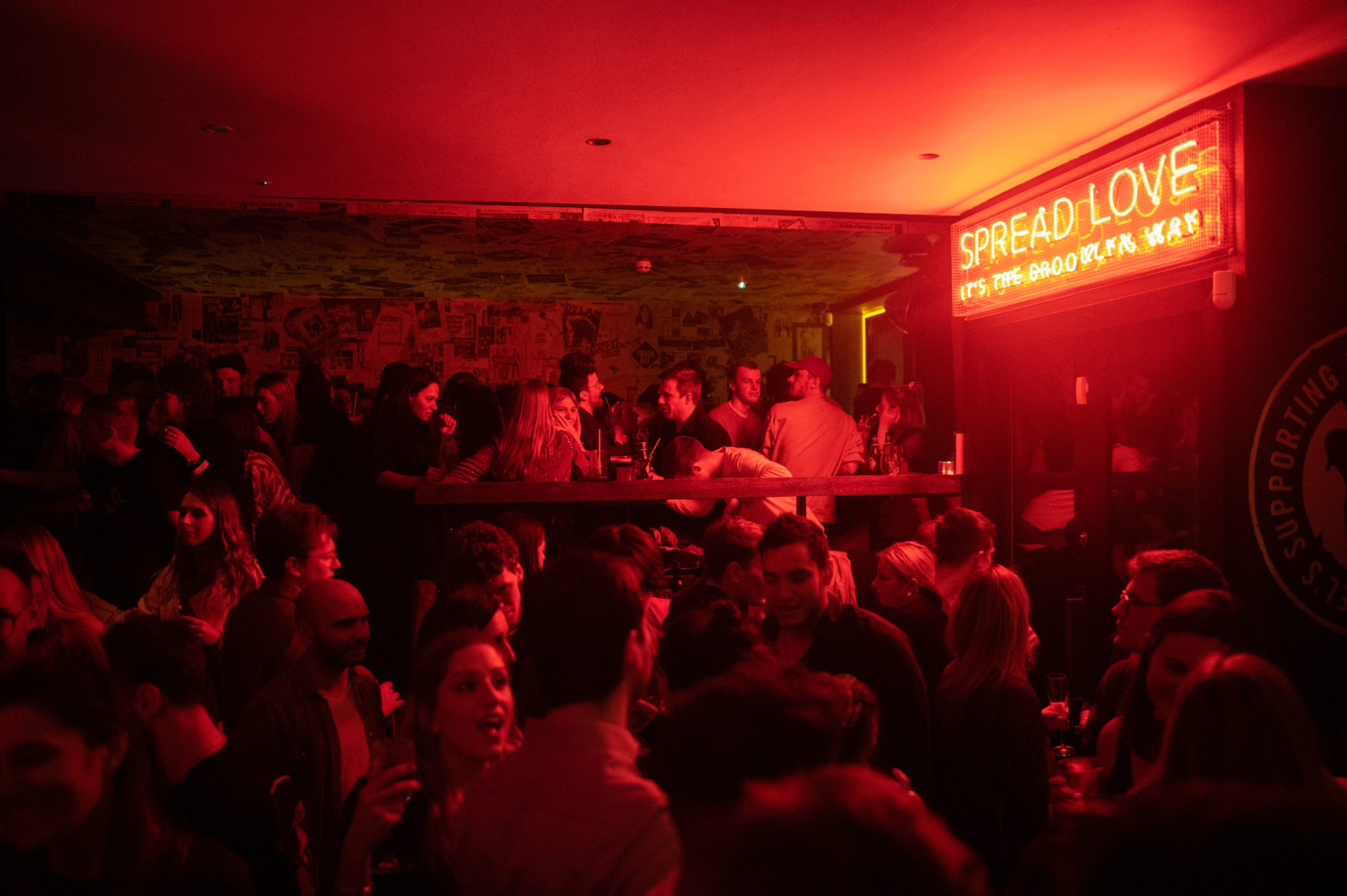 Spread Love neon sign at Venn Street Records, Clapham.